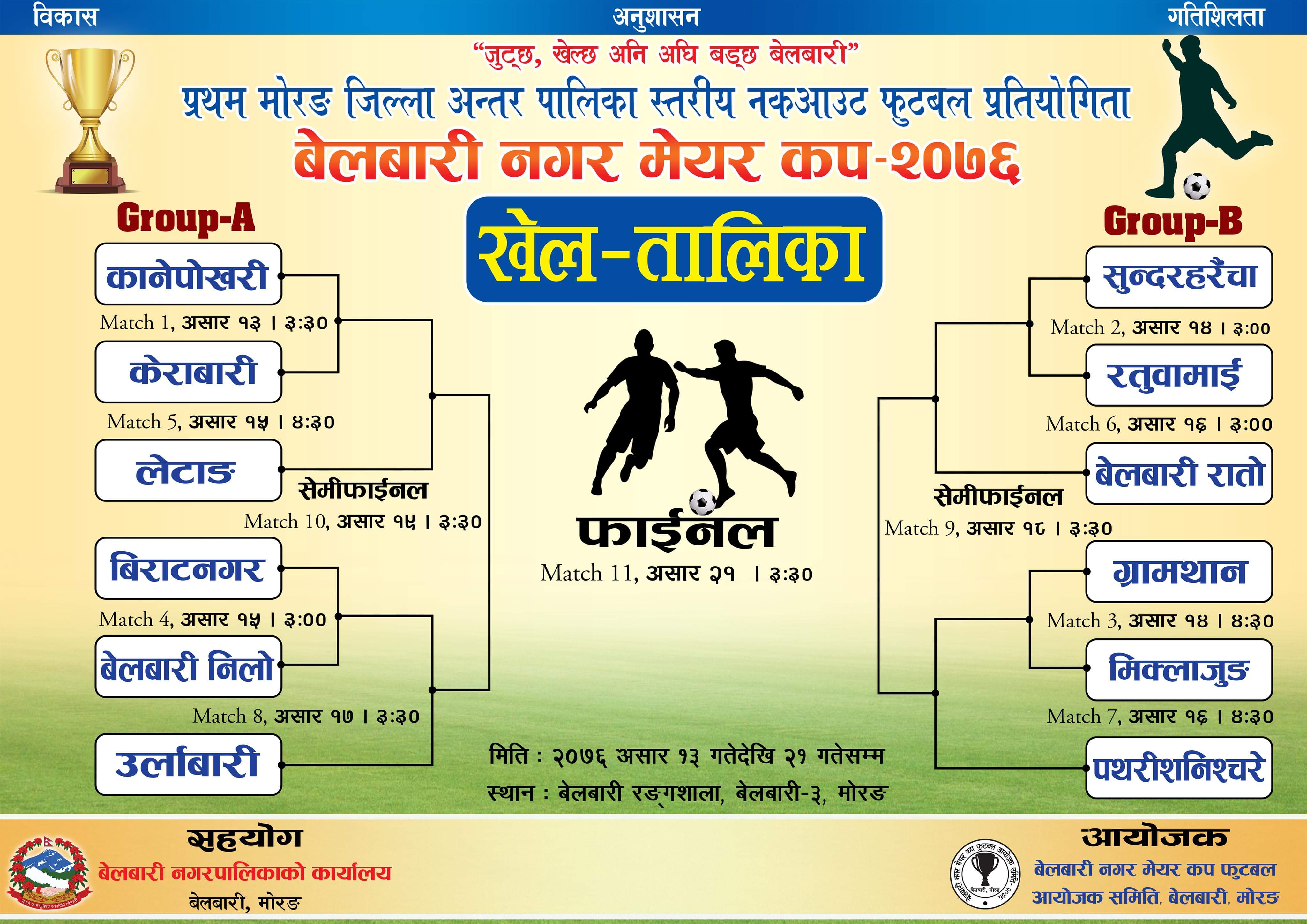 मोरङ पालिका स्तरीय मेयर कपको तयारी अन्तिम चरणमा, प्रदेश मन्त्री आङ्वोले उद्घाटन गर्ने