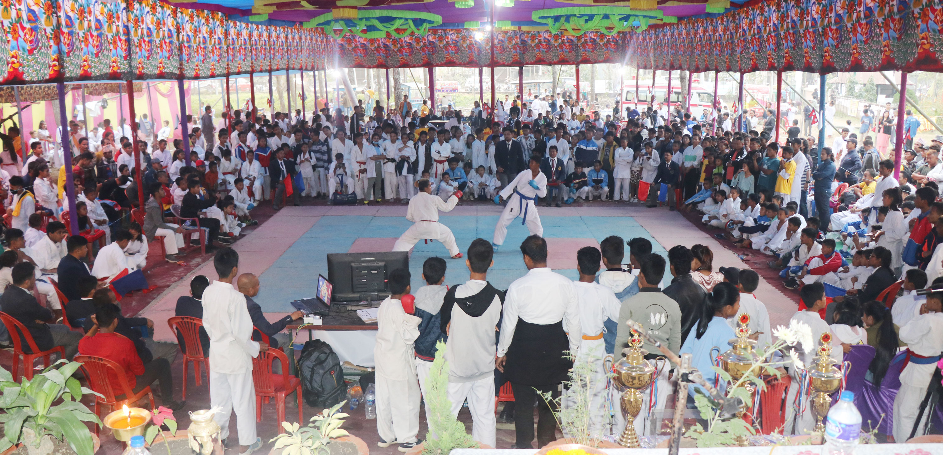 अन्तराष्ट्रिय कराँते प्रतियाेगितासँगै खेलकुदमय बन्यो बेलबारी, ६ देशका ६ सय ५० खेलाडी बेलबारीमा