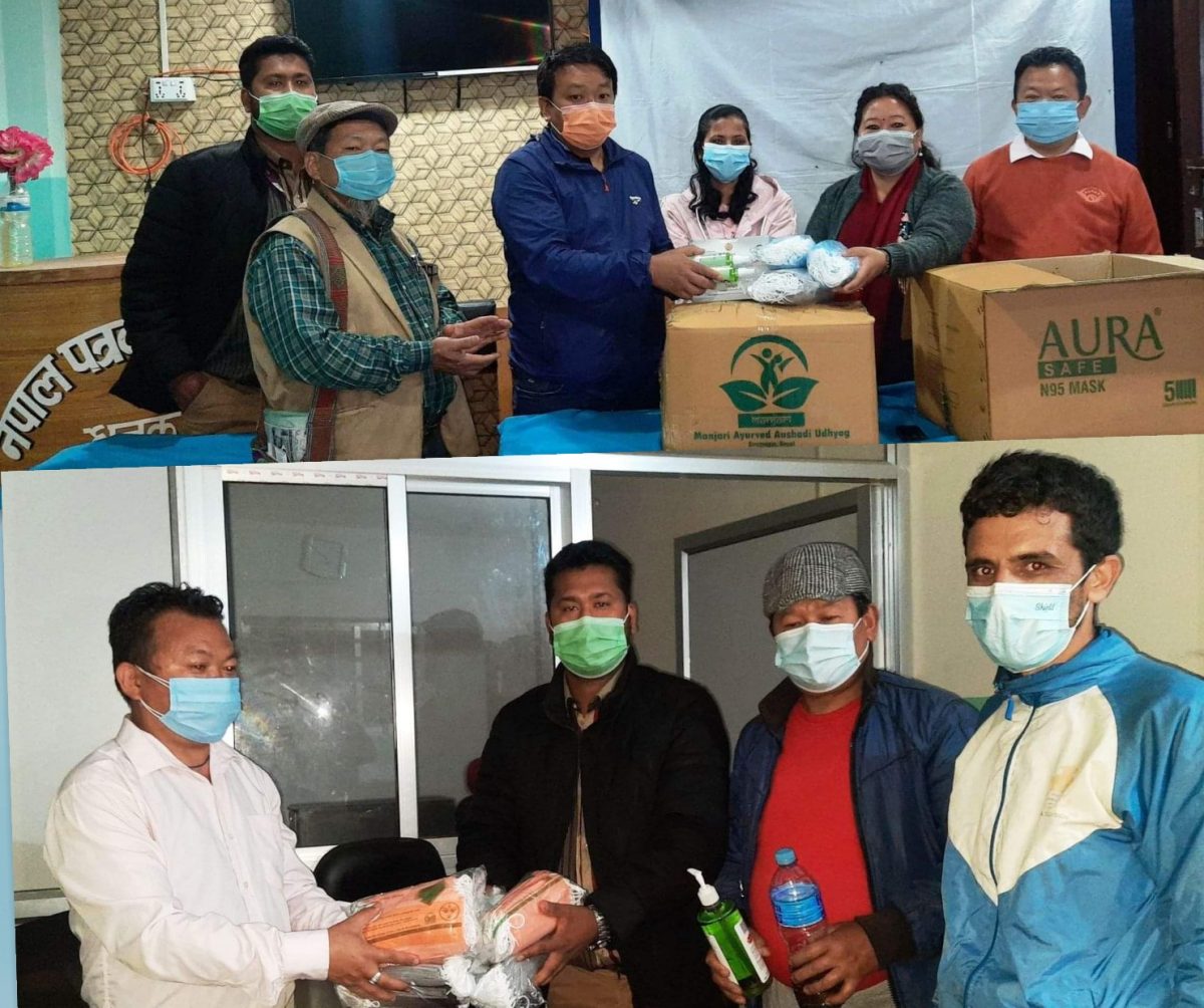 ‍पत्रकार महासंघ र प्रेस युनियनले धनकुटाका संचारकर्मीलाई दिए स्वास्थ्य सामग्री