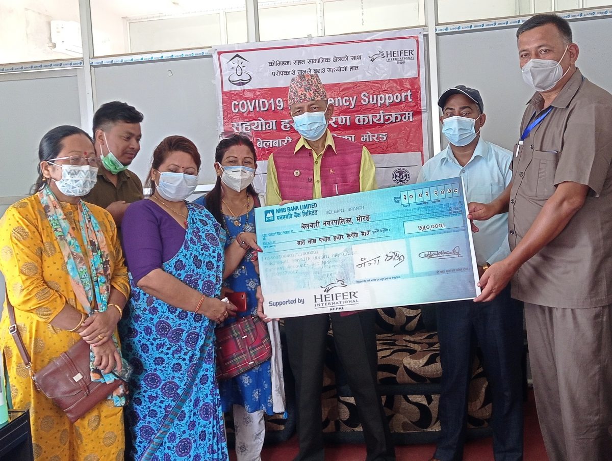 उत्तरी मोरङका चार पालिकालाइ हेफर इन्टरनेशनलले दियो ३५ लाख