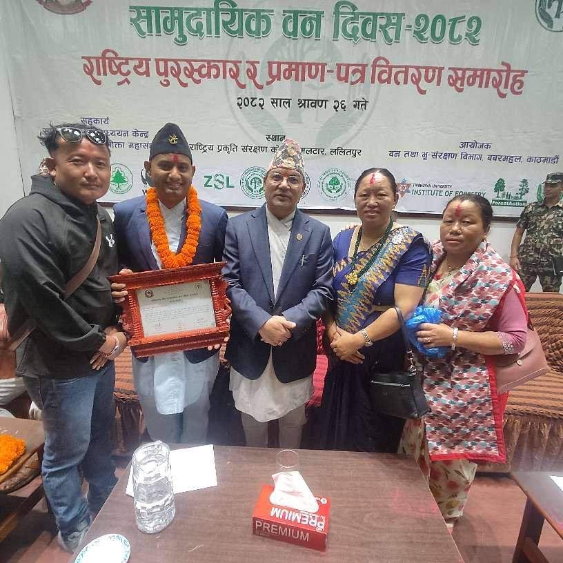 देविझोडा सामुदायिक वनले जित्यो नगद १ लाख सहित राष्ट्रिय पुरस्कार